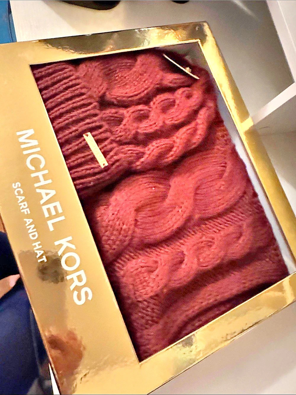 Michael Kors Scarf and Hat Set Burgundy NWT